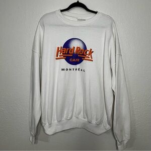 VTG Hard Rock Cafe Montreal Crewneck‎ Sweatshirt Puffy Retro Logo Unisex Size XL